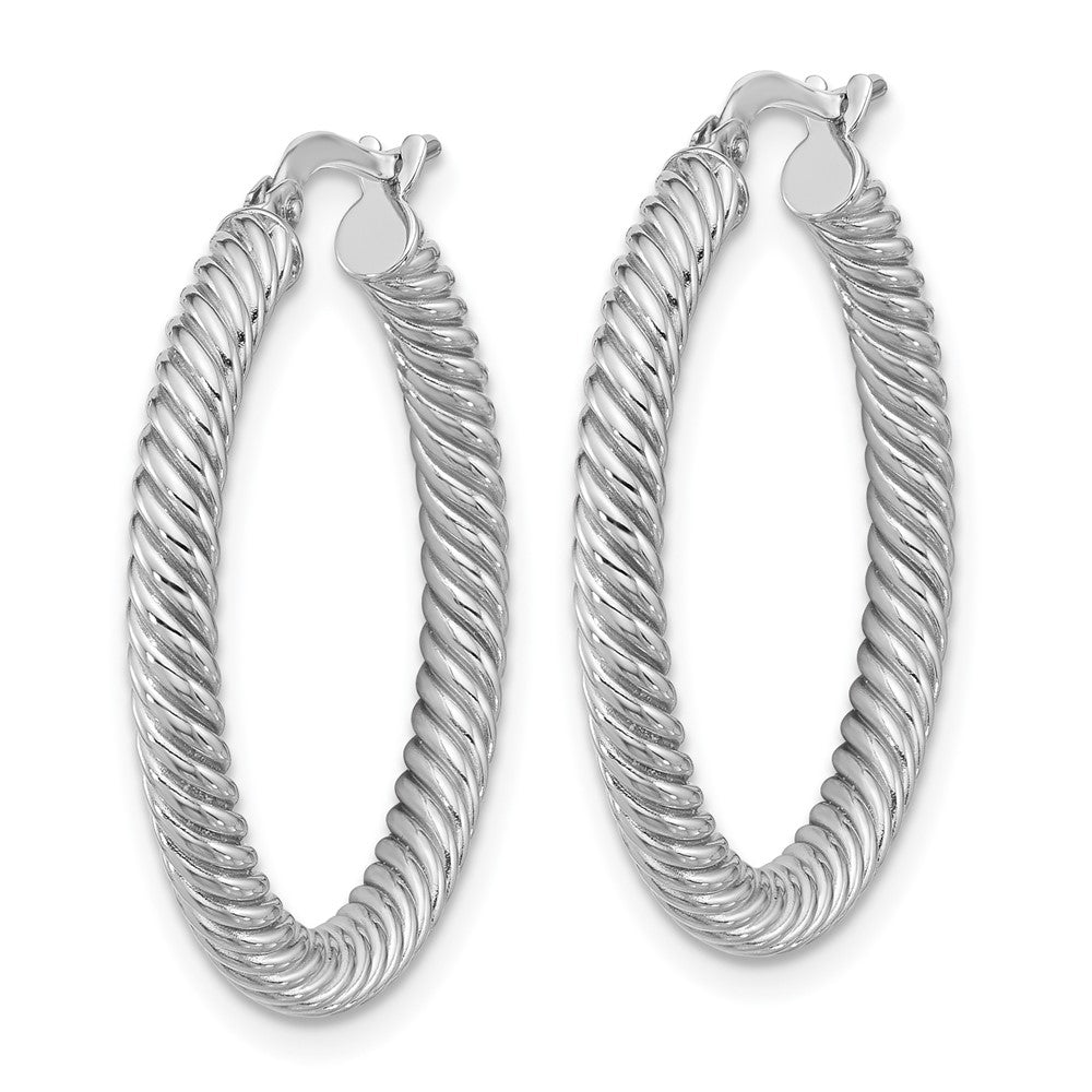 14K Weißgold 3x20mm Gedreht Rund Creolen