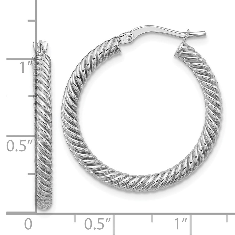 14K Weißgold 3x20mm Gedreht Rund Creolen