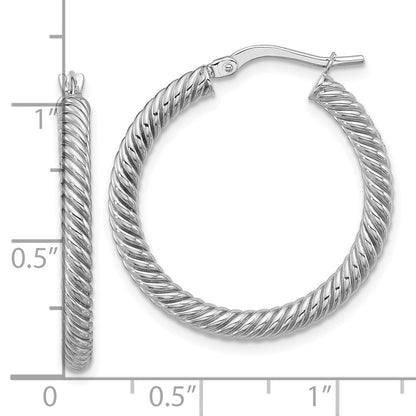 14K Weißgold 3x20mm Gedreht Rund Creolen
