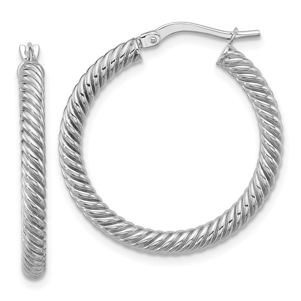 14K Weißgold 3x20mm Gedreht Rund Creolen