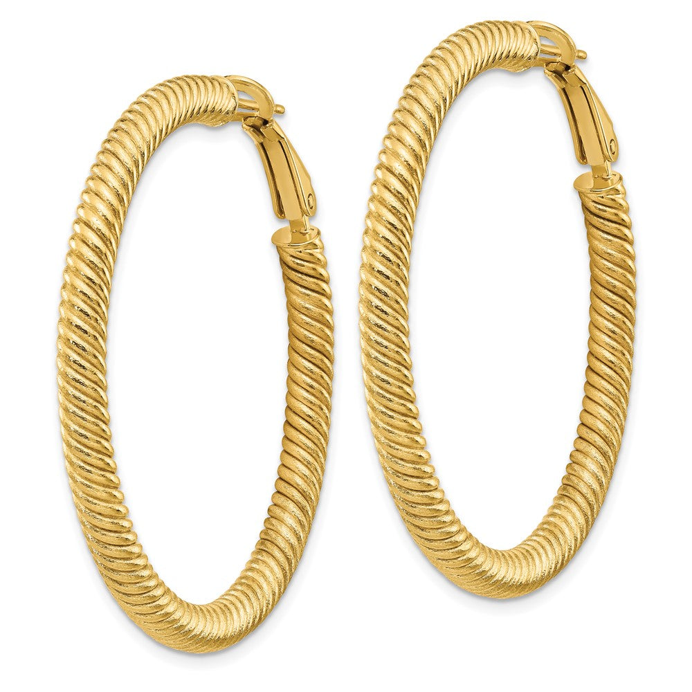 14K Gelbgold 4x35mm Gedreht Rund Omega Rückseite Creolen