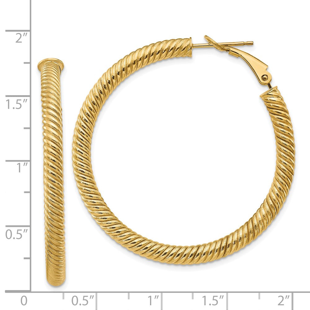 14K Gelbgold 4x35mm Gedreht Rund Omega Rückseite Creolen