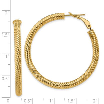 14K Gelbgold 4x35mm Gedreht Rund Omega Rückseite Creolen