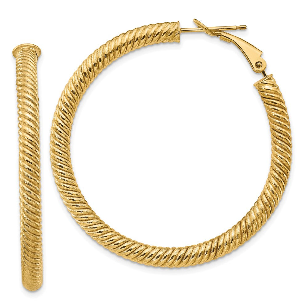 14K Gelbgold 4x35mm Gedreht Rund Omega Rückseite Creolen