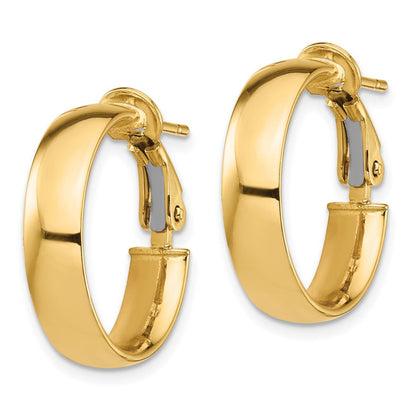 14K Gelbgold Hoch Poliert 5mm Omega Rückseite Creolen