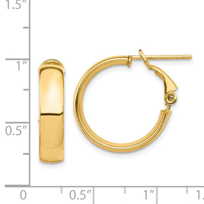14K Gelbgold Hoch Poliert 5mm Omega Rückseite Creolen