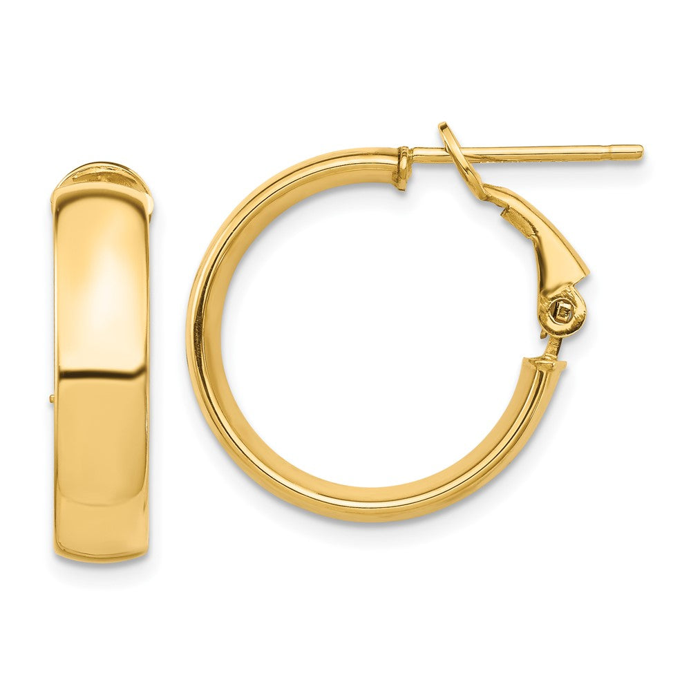 14K Gelbgold Hoch Poliert 5mm Omega Rückseite Creolen
