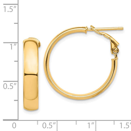 14K Gelbgold Hoch Poliert 5mm Omega Rückseite Creolen
