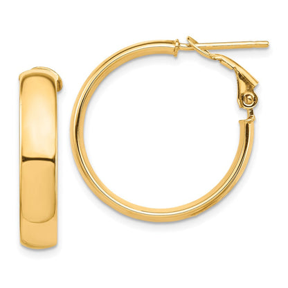 14K Gelbgold Hoch Poliert 5mm Omega Rückseite Creolen