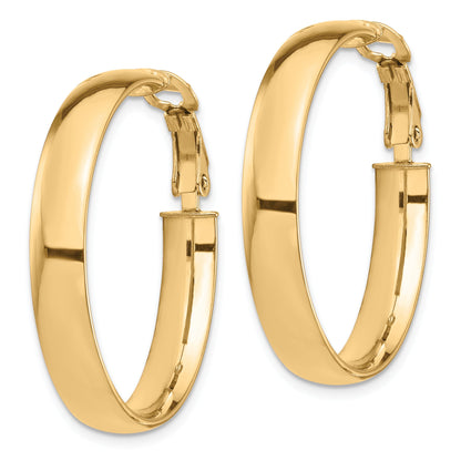 14K Gelbgold Hoch Poliert 5mm Omega Rückseite Creolen