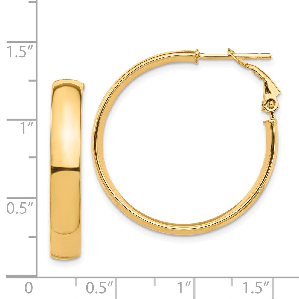 14K Gelbgold Hoch Poliert 5mm Omega Rückseite Creolen