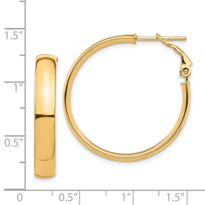 14K Gelbgold Hoch Poliert 5mm Omega Rückseite Creolen