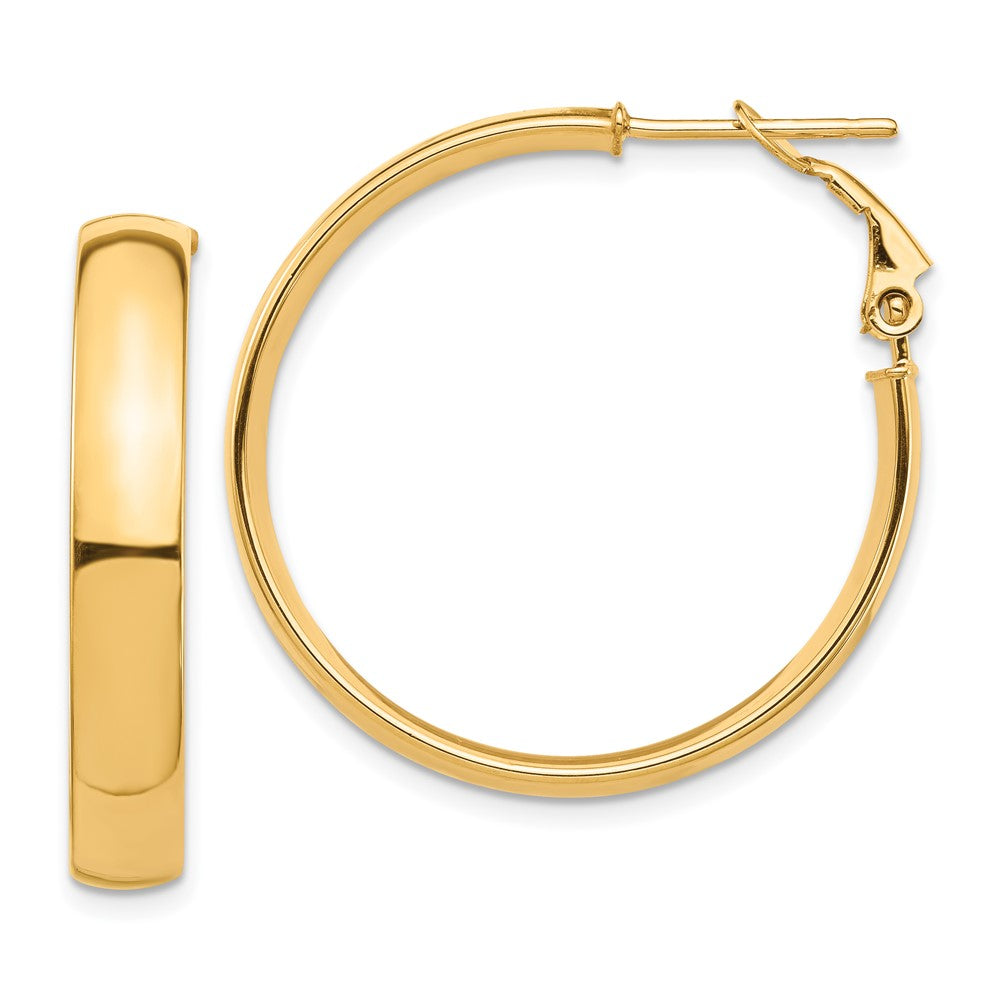 14K Gelbgold Hoch Poliert 5mm Omega Rückseite Creolen