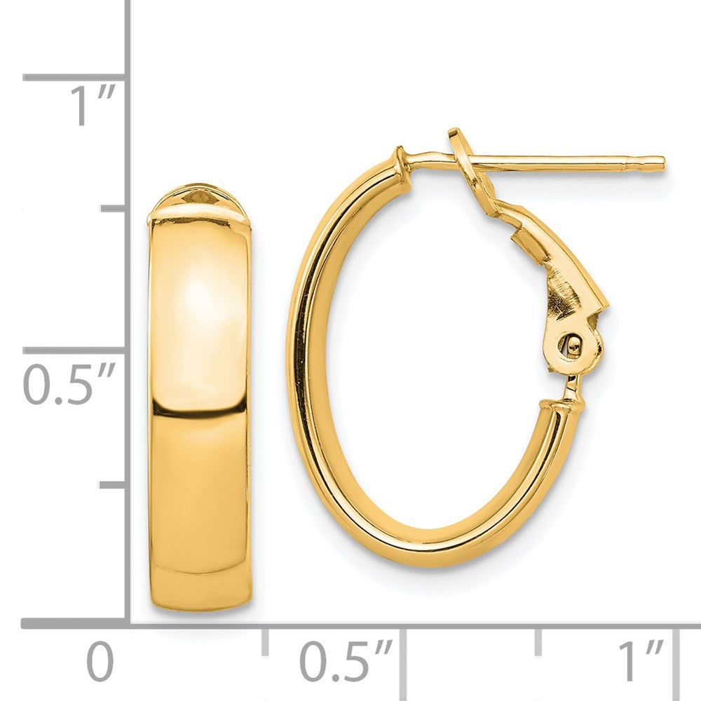 14K Gelbgold Hoch Poliert 5mm Omega Rückseite Oval Creolen