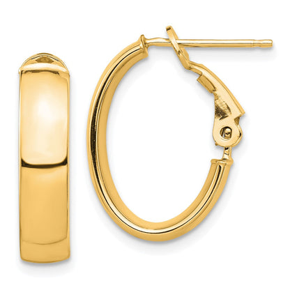 14K Gelbgold Hoch Poliert 5mm Omega Rückseite Oval Creolen