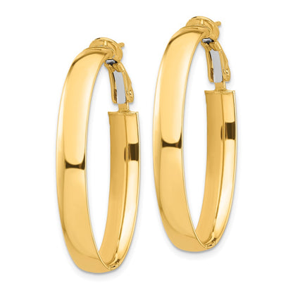 14K Gelbgold Hoch Poliert 5mm Oval Omega Rückseite Creolen
