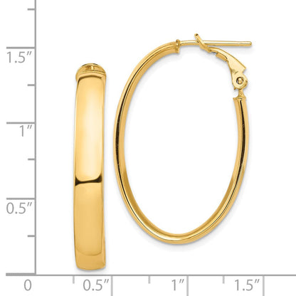 14K Gelbgold Hoch Poliert 5mm Oval Omega Rückseite Creolen
