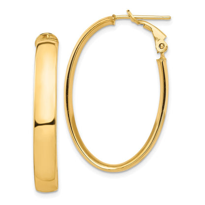 14K Gelbgold Hoch Poliert 5mm Oval Omega Rückseite Creolen