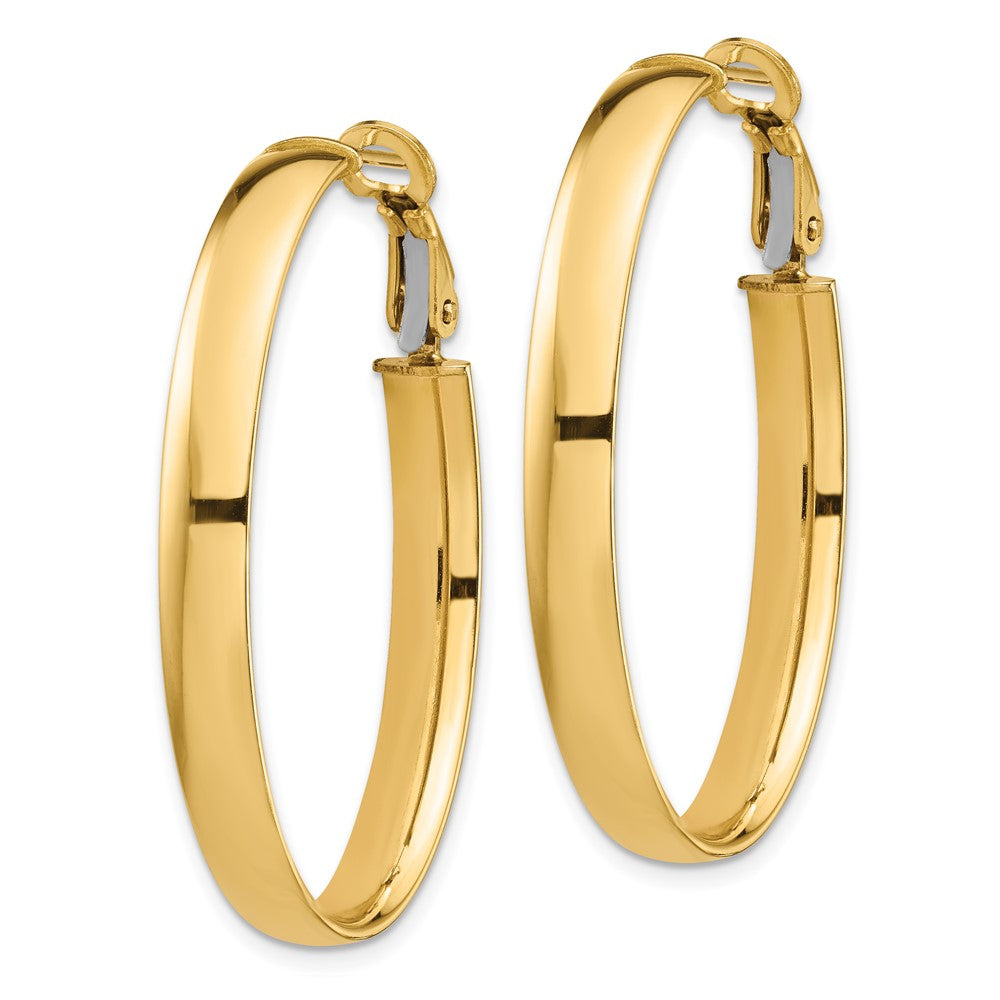 14K Gelbgold Hoch Poliert 5mm Omega Rückseite Oval Creolen