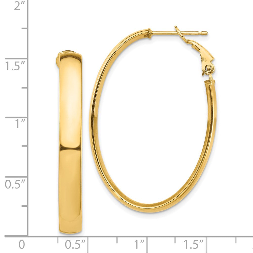 14K Gelbgold Hoch Poliert 5mm Omega Rückseite Oval Creolen