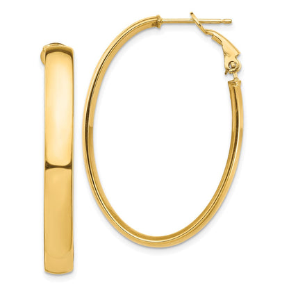 14K Gelbgold Hoch Poliert 5mm Omega Rückseite Oval Creolen