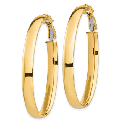 14K Gelbgold Hoch Poliert 5mm Oval Omega Rückseite Creolen