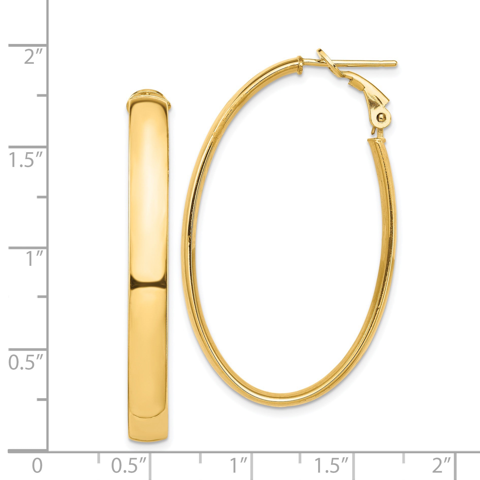 14K Gelbgold Hoch Poliert 5mm Oval Omega Rückseite Creolen