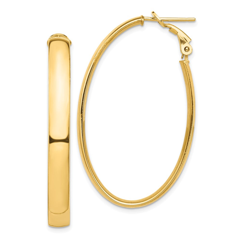 14K Gelbgold Hoch Poliert 5mm Oval Omega Rückseite Creolen