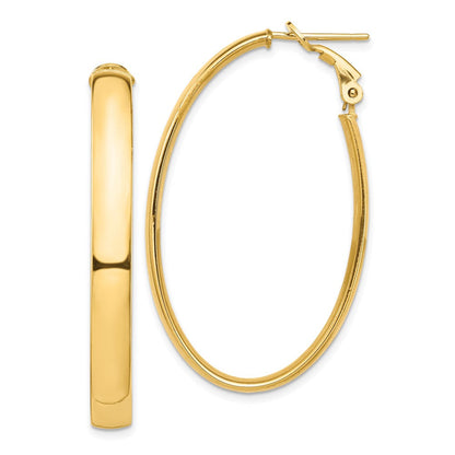 14K Gelbgold Hoch Poliert 5mm Oval Omega Rückseite Creolen