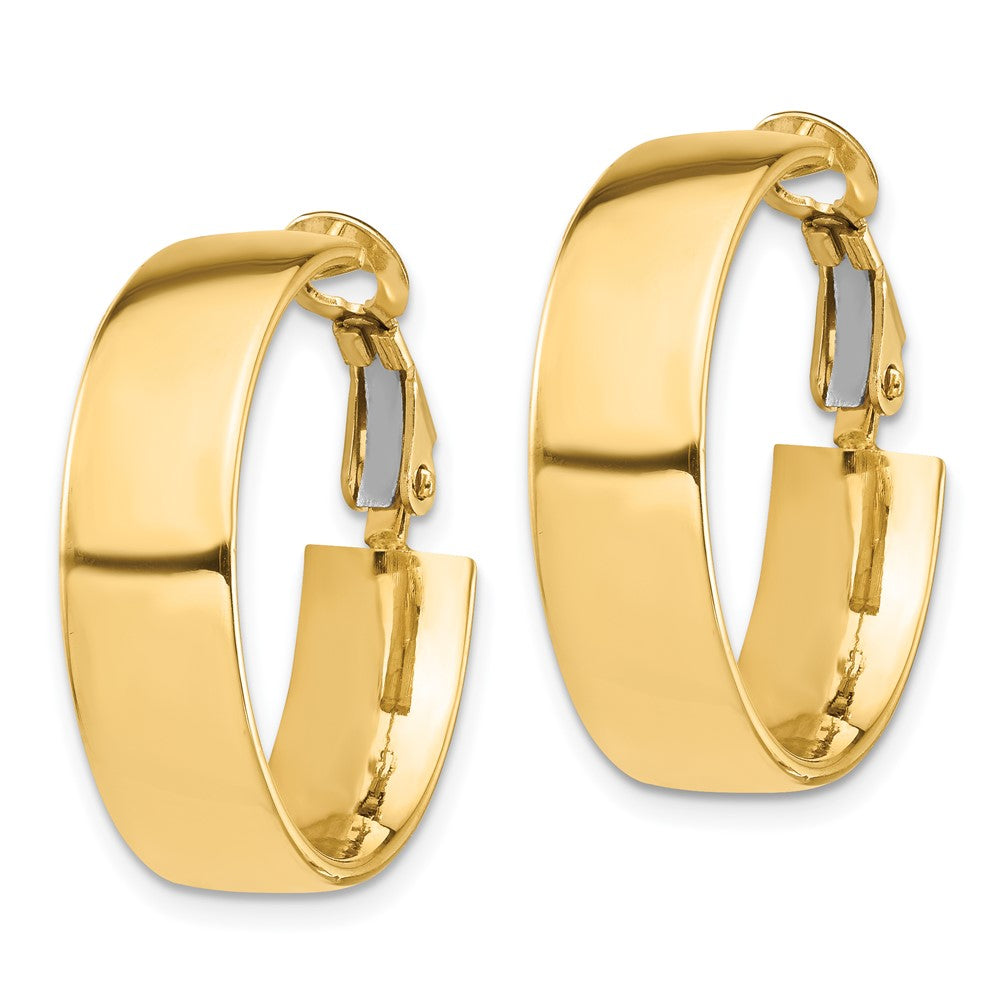 14K Gelbgold Hoch Poliert 7mm Omega Rückseite Creolen