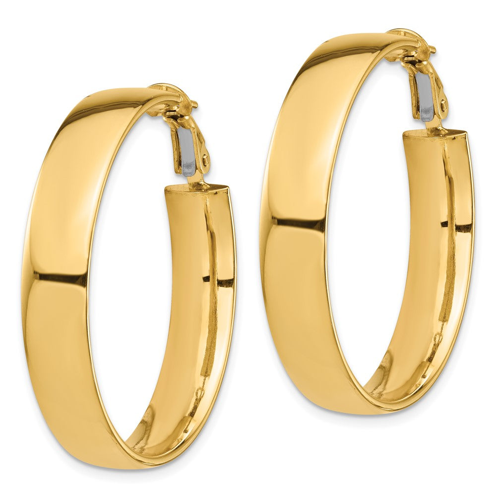 14K Gelbgold Hoch Poliert 7mm Omega Rückseite Creolen