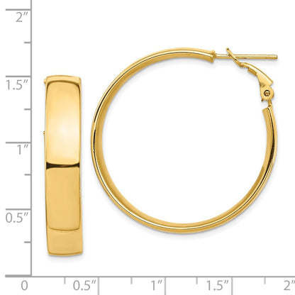14K Gelbgold Hoch Poliert 7mm Omega Rückseite Creolen