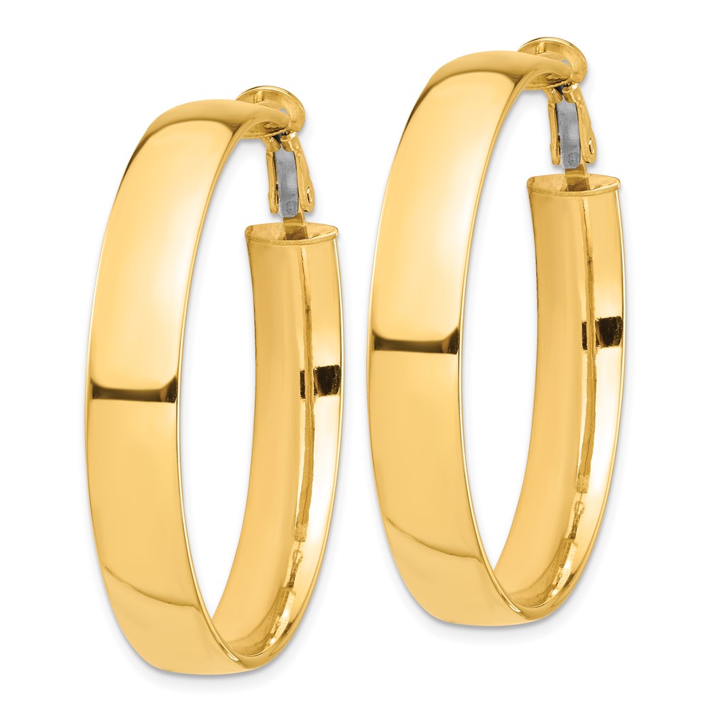 14K Gelbgold Hoch Poliert 7mm Omega Rückseite Creolen