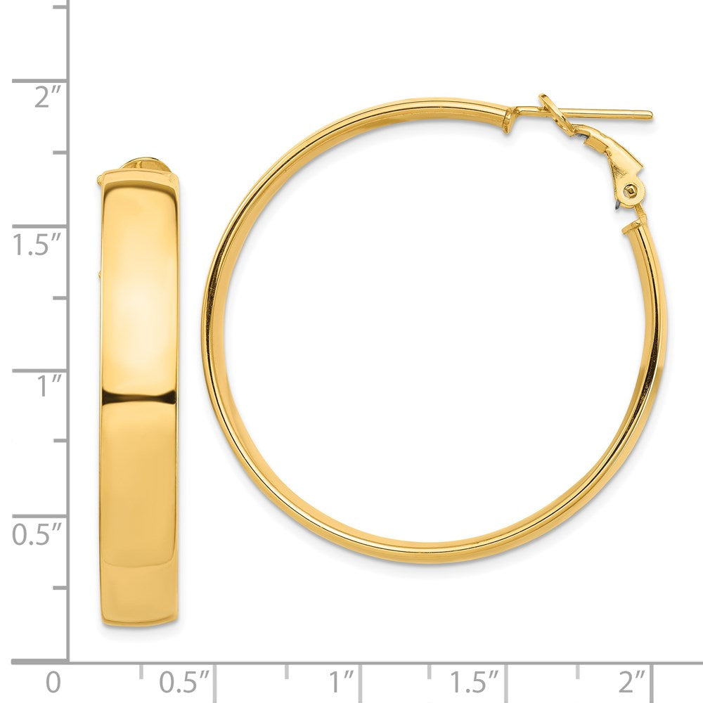 14K Gelbgold Hoch Poliert 7mm Omega Rückseite Creolen