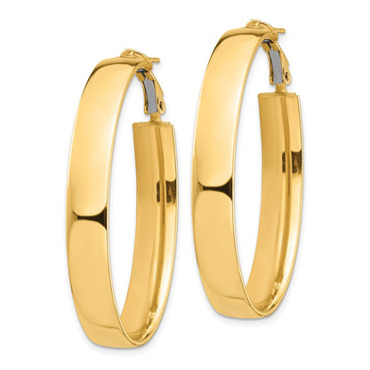 14K Gelbgold Hoch Poliert 7mm Omega Rückseite Oval Creolen