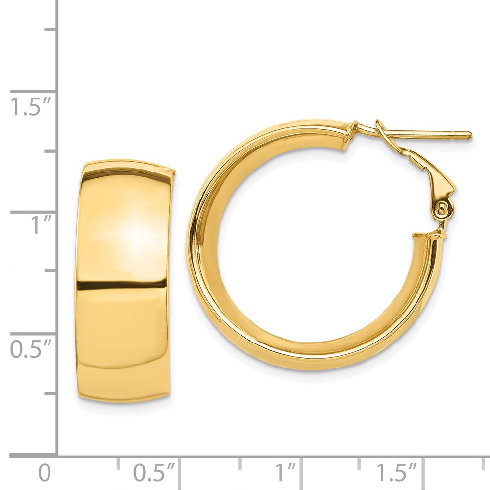 14K Gelbgold Hoch Poliert 10mm Omega Rückseite Creolen