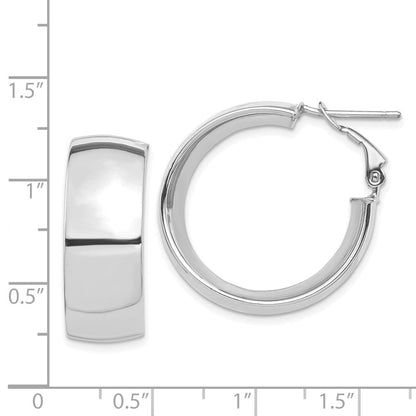 14K Weißgold Hoch Poliert 10mm Omega Rückseite Creolen
