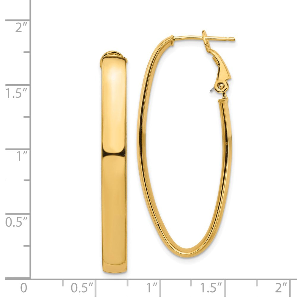 14K Gelbgold Hoch Poliert 5mm Omega Rückseite Oval Creolen