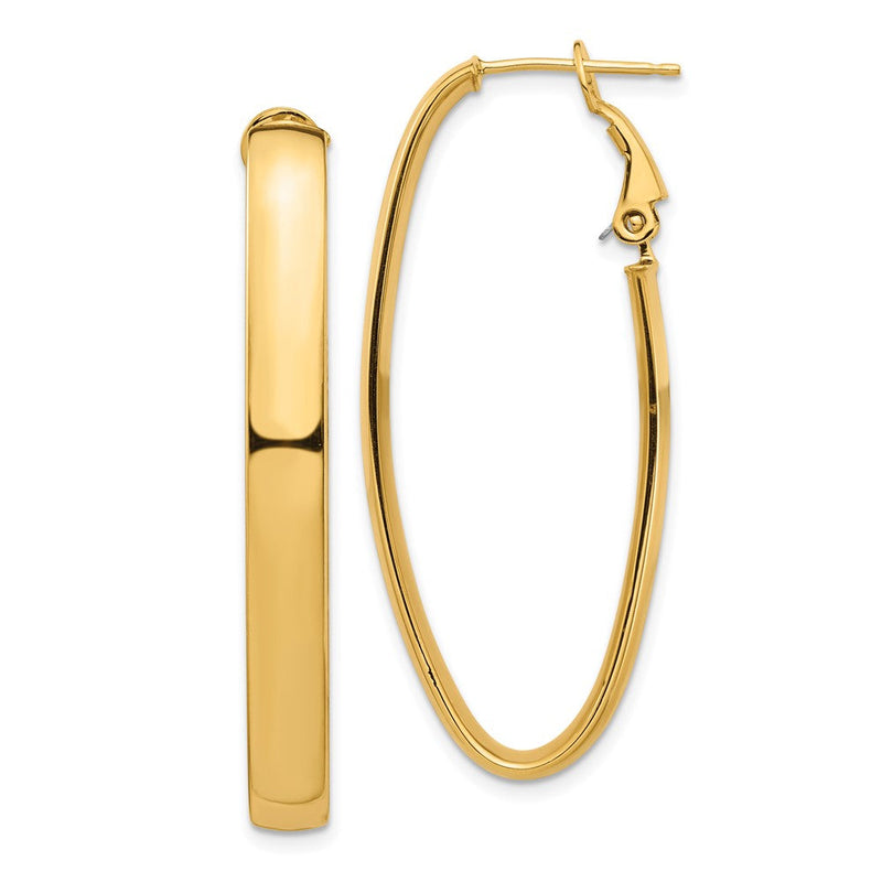 14K Gelbgold Hoch Poliert 5mm Omega Rückseite Oval Creolen