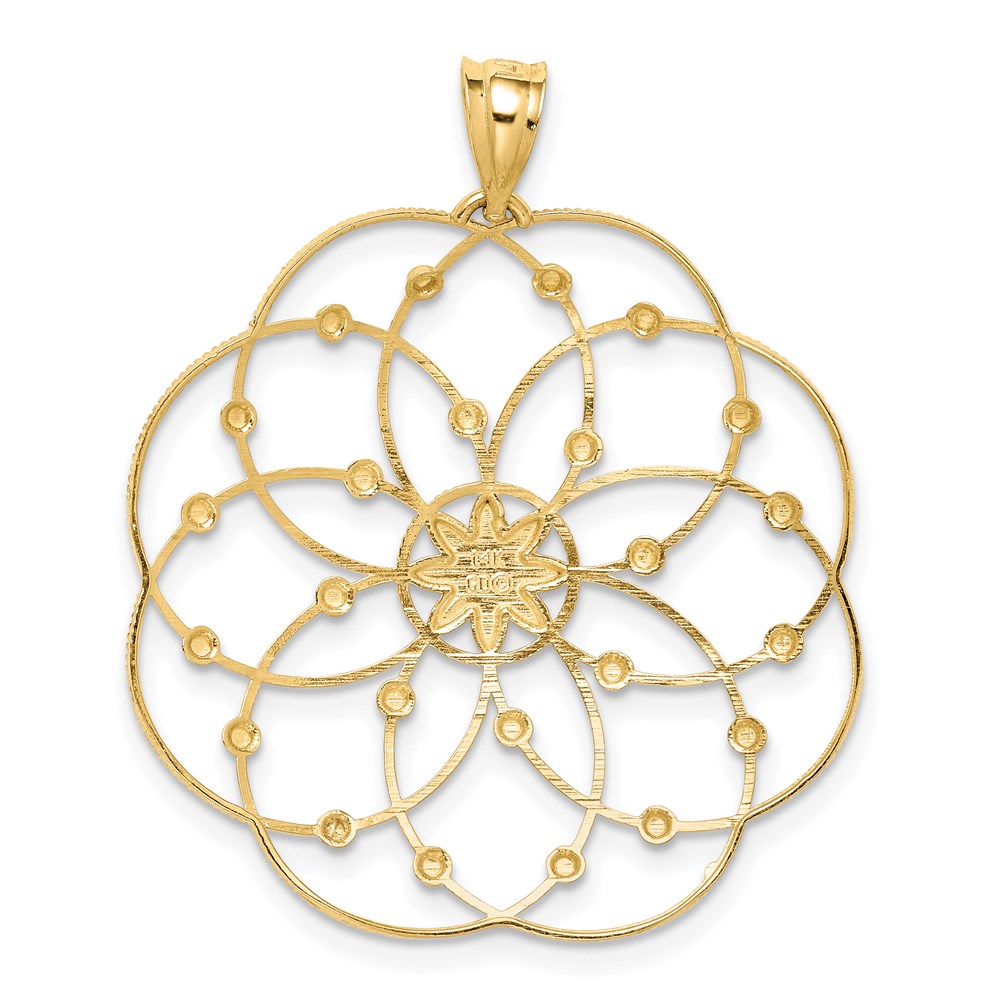 14K Gelb & Rhodium und Diamantiert Spirale Kreis Anhänger