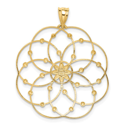 14K Gelb & Rhodium und Diamantiert Spirale Kreis Anhänger