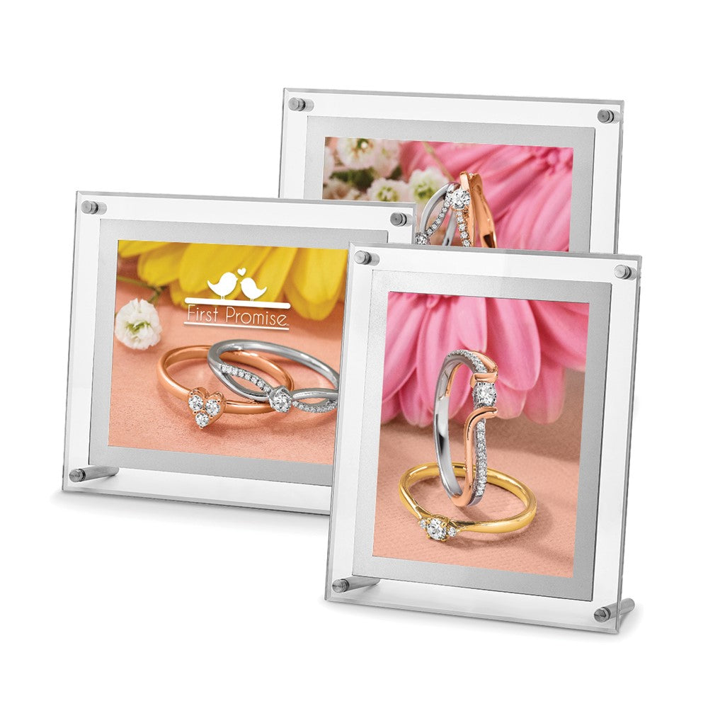 Non Metal First Versprechen 8x10 Illuminated Zeichen und 3 Ring Photos For Display