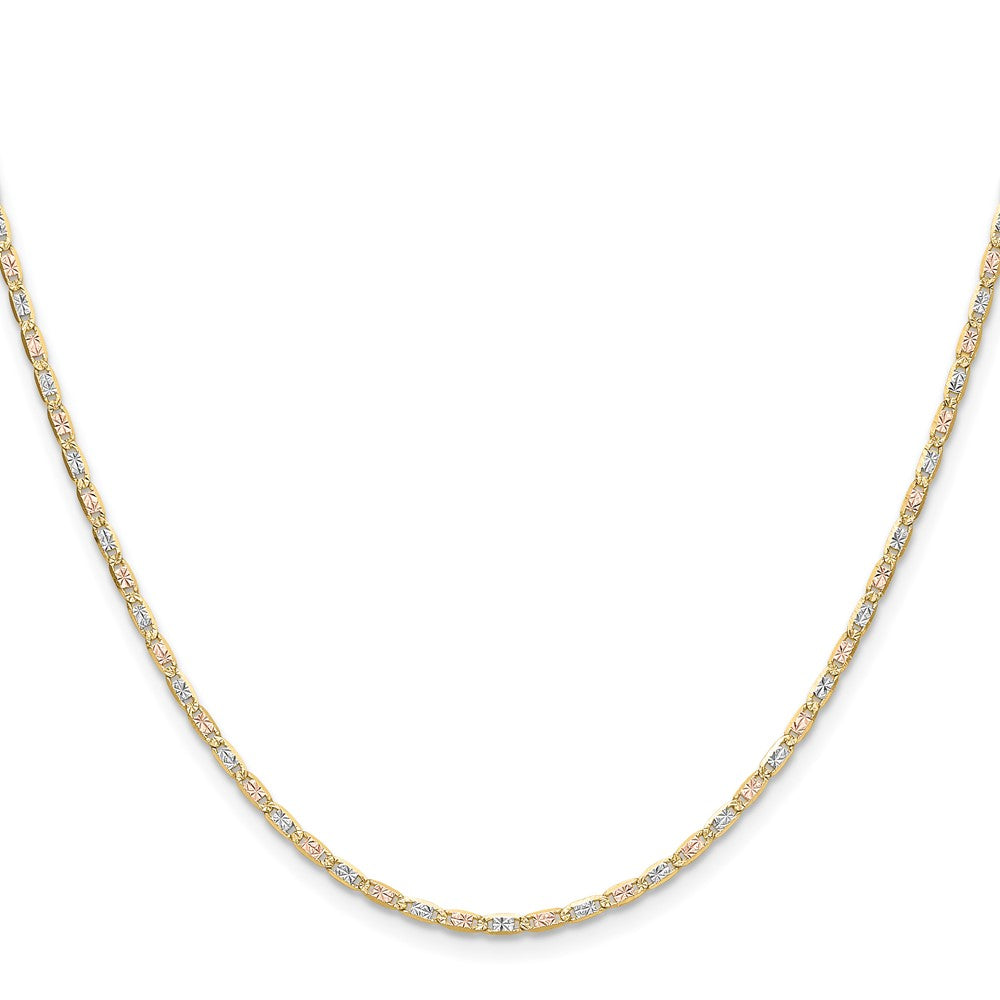 14K Tricolor 2.0mm Gold Pavé Valentino Halskette