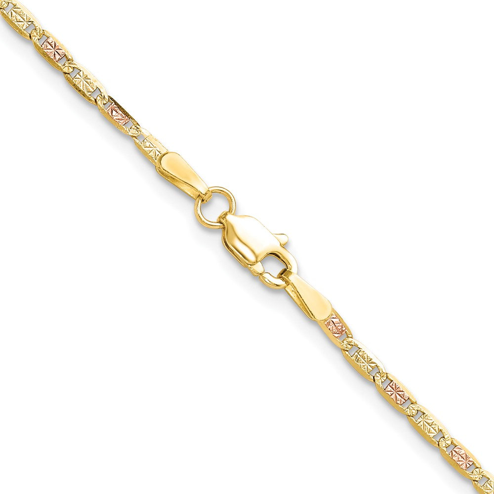 14K Tricolor 2.0mm Gold Pavé Valentino Halskette