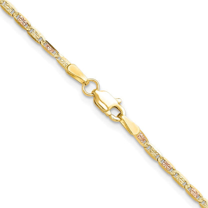 14K Tricolor 2.0mm Gold Pavé Valentino Halskette