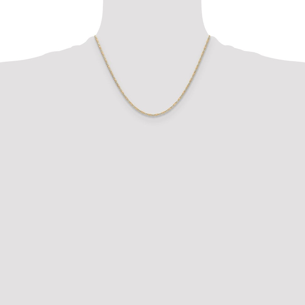 14K Tricolor 2.0mm Gold Pavé Valentino Halskette