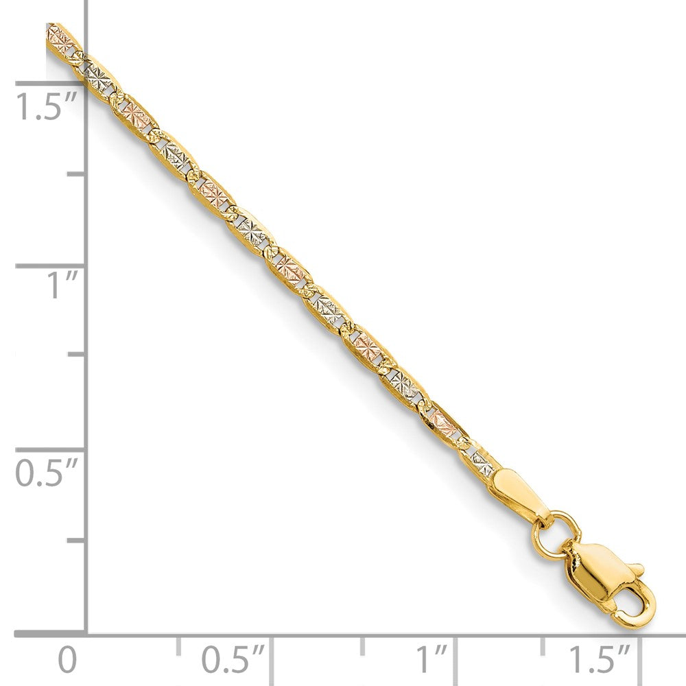14K Tricolor 2.0mm Gold Pavé Valentino Gliederarmband