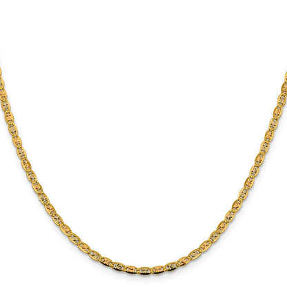 14K Tricolor 2.75mm Pavé Valentino mit Karabinerverschluss Halskette