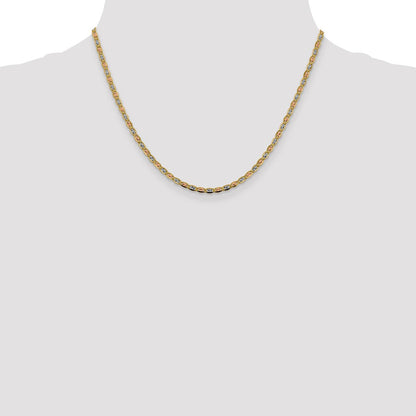 14K Tricolor 2.75mm Pavé Valentino mit Karabinerverschluss Halskette
