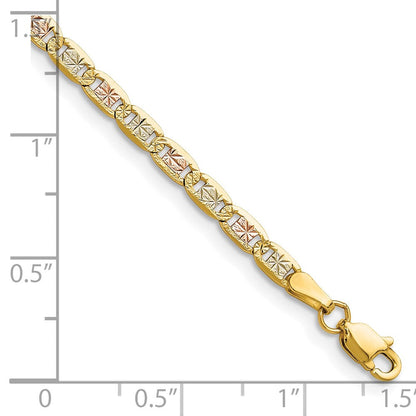 14K Tricolor 3.2mm Gold Pavé Valentino Gliederarmband